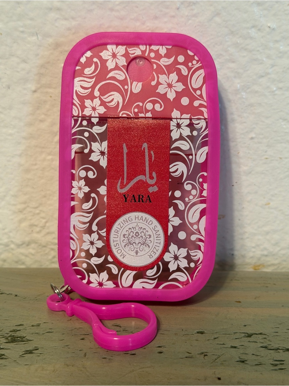 YARA Pink Floral Hand Sanitizer Holder with Clip